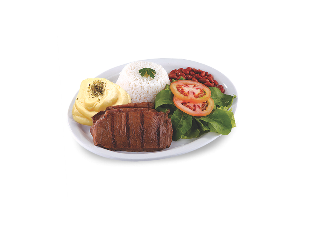 Contra Filé grelhado, Purê de batatas e Salada Verde - Prato 102 
